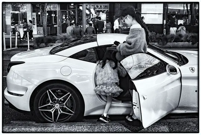 family car black and white