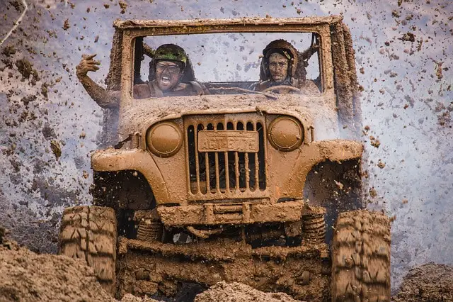 mud covered jeep