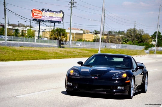 black shiny corvette