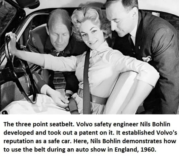 nils bohlin showing the seat belt