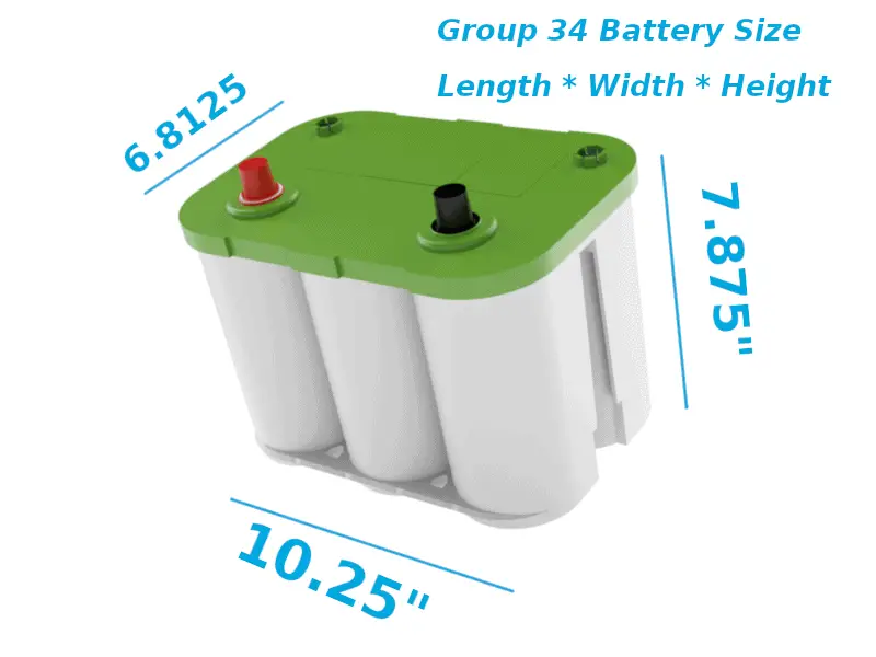 group 34 battery size diagram