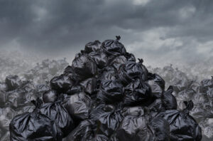 garbage piled in waste dump