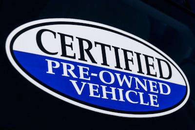 Certified Pre-Owned Vehicle sign