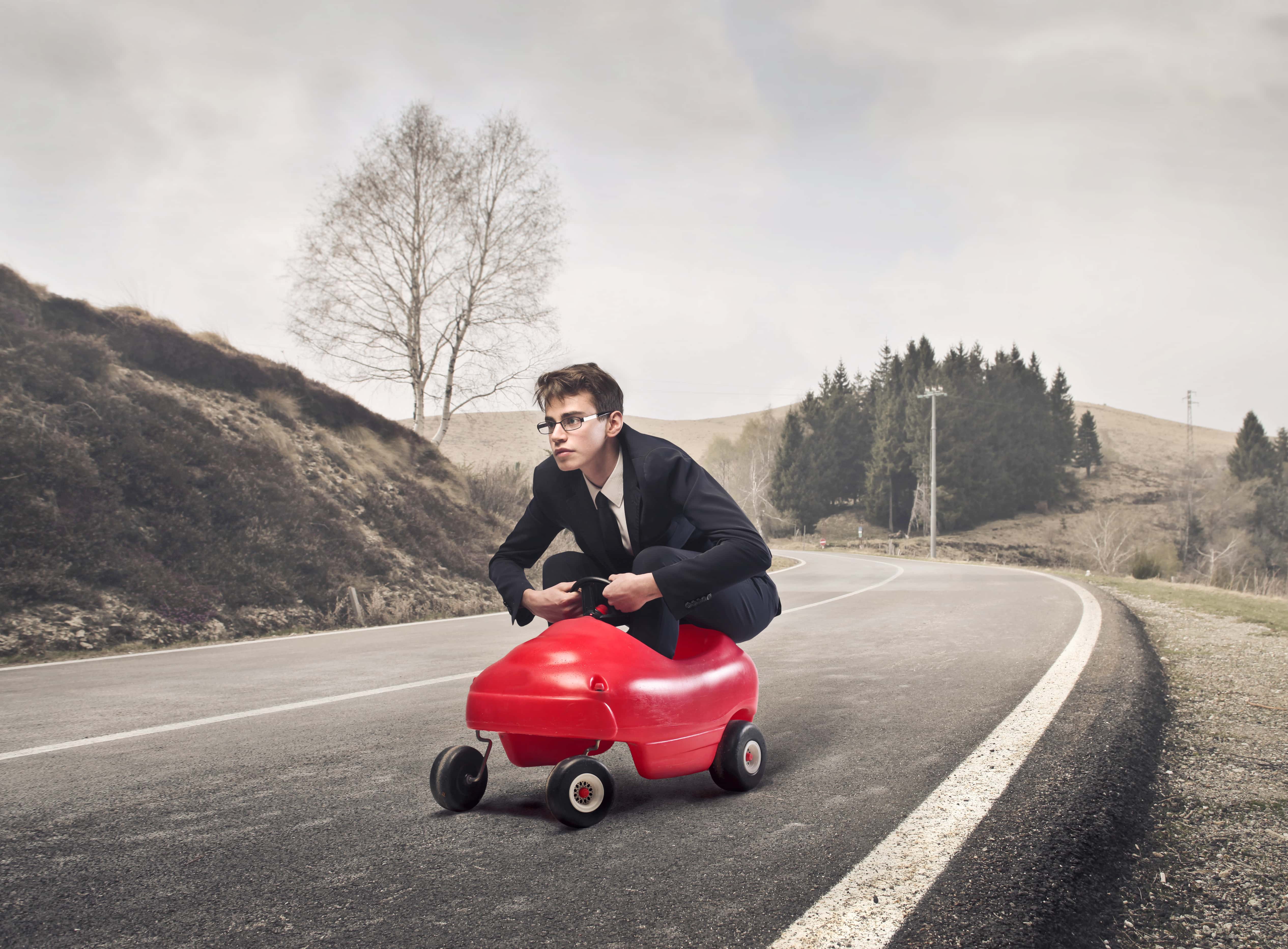 joy ride in tiny red car