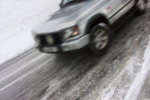 Car skidding on an icy road