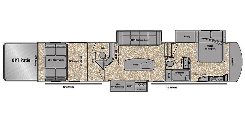 Evergreen RV Tesla T3950 Plan d'étage