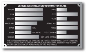 Trailer Weight Spec Plate