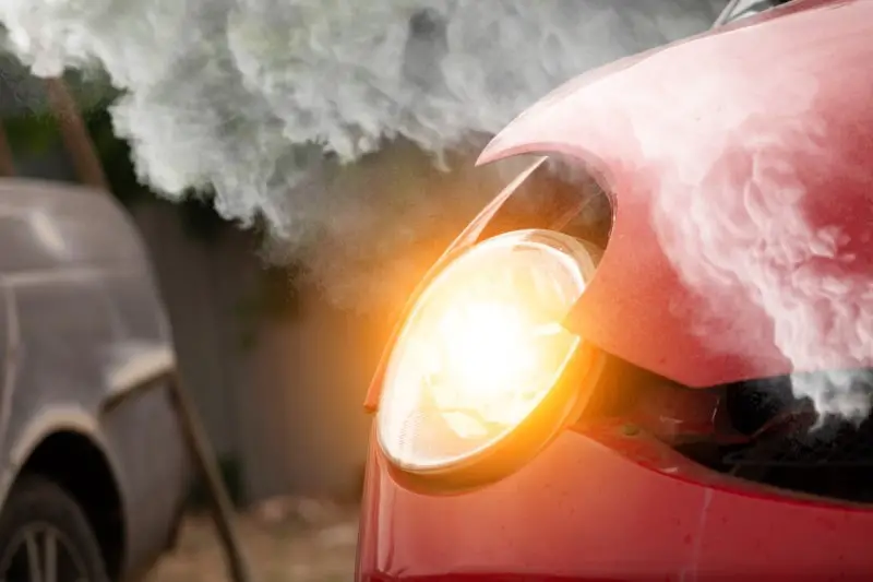 car engine bay smoke